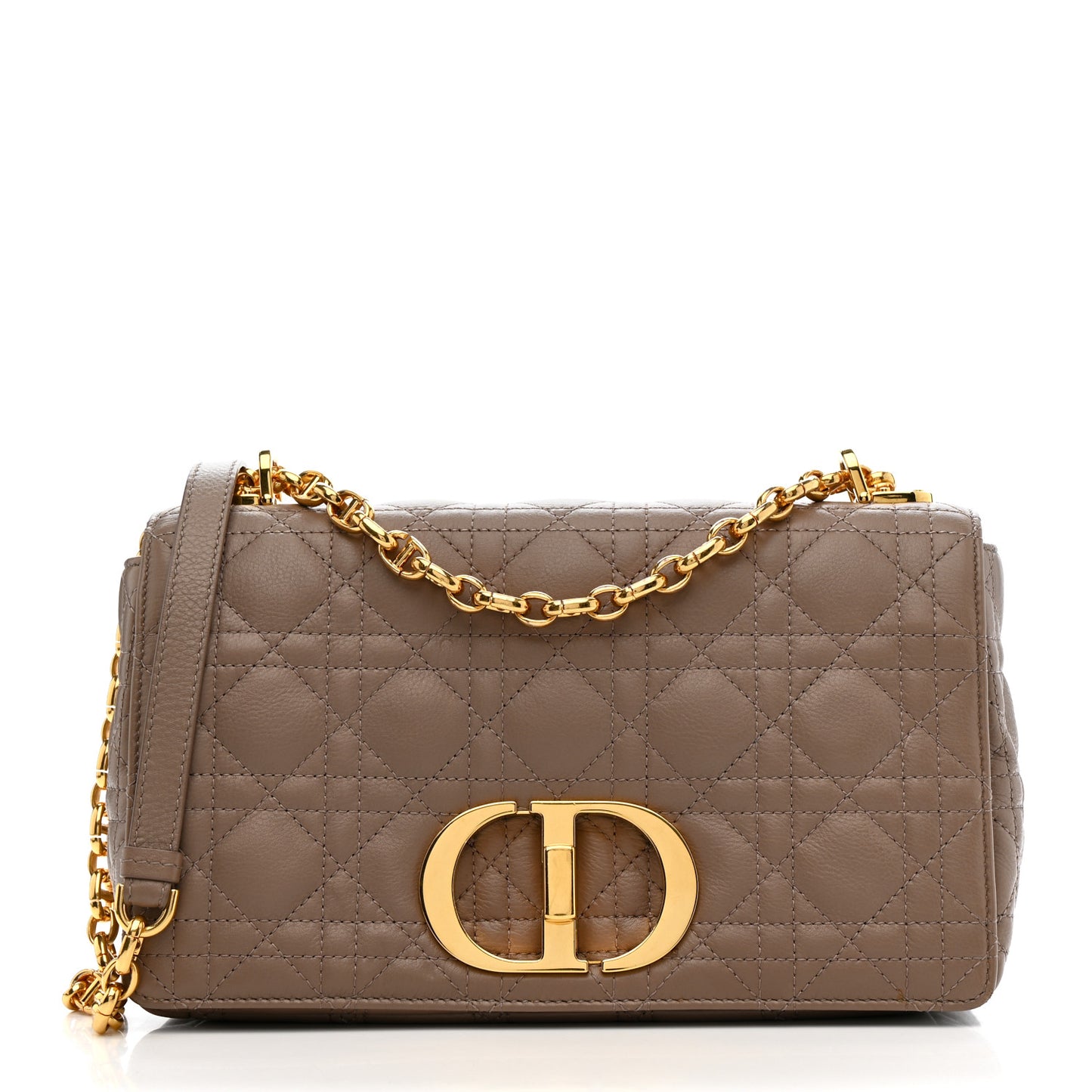 Calfskin Cannage Medium Caro Bag Taupe