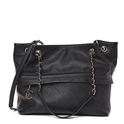 Chanel Crumpled Grained Calfskin Zip and Carry Shopping Tote Black 1 of 10