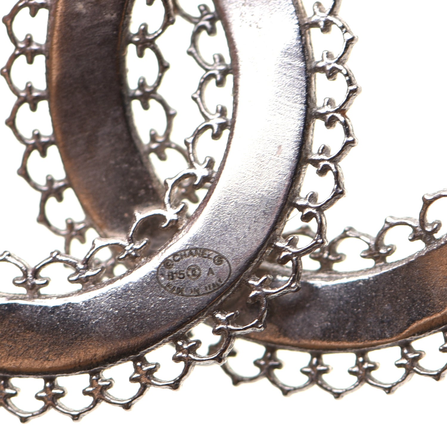 Chanel Scalloped CC Earrings Silver 8 of 8
