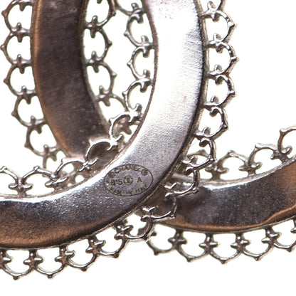 Chanel Scalloped CC Earrings Silver 8 of 8