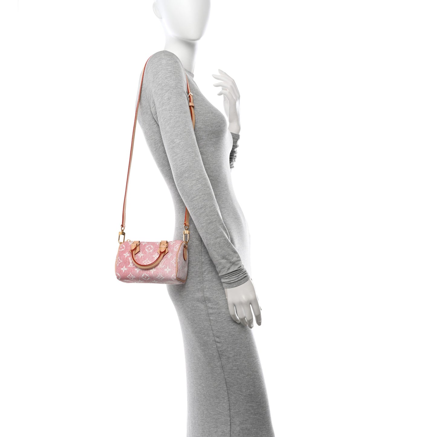 Monogram Jacquard Denim Nano Speedy Bandouliere Pink