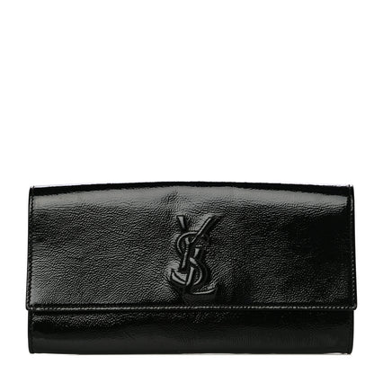 Saint Laurent Textured Patent Monogram Small Belle De Jour Clutch Black 1 of 12