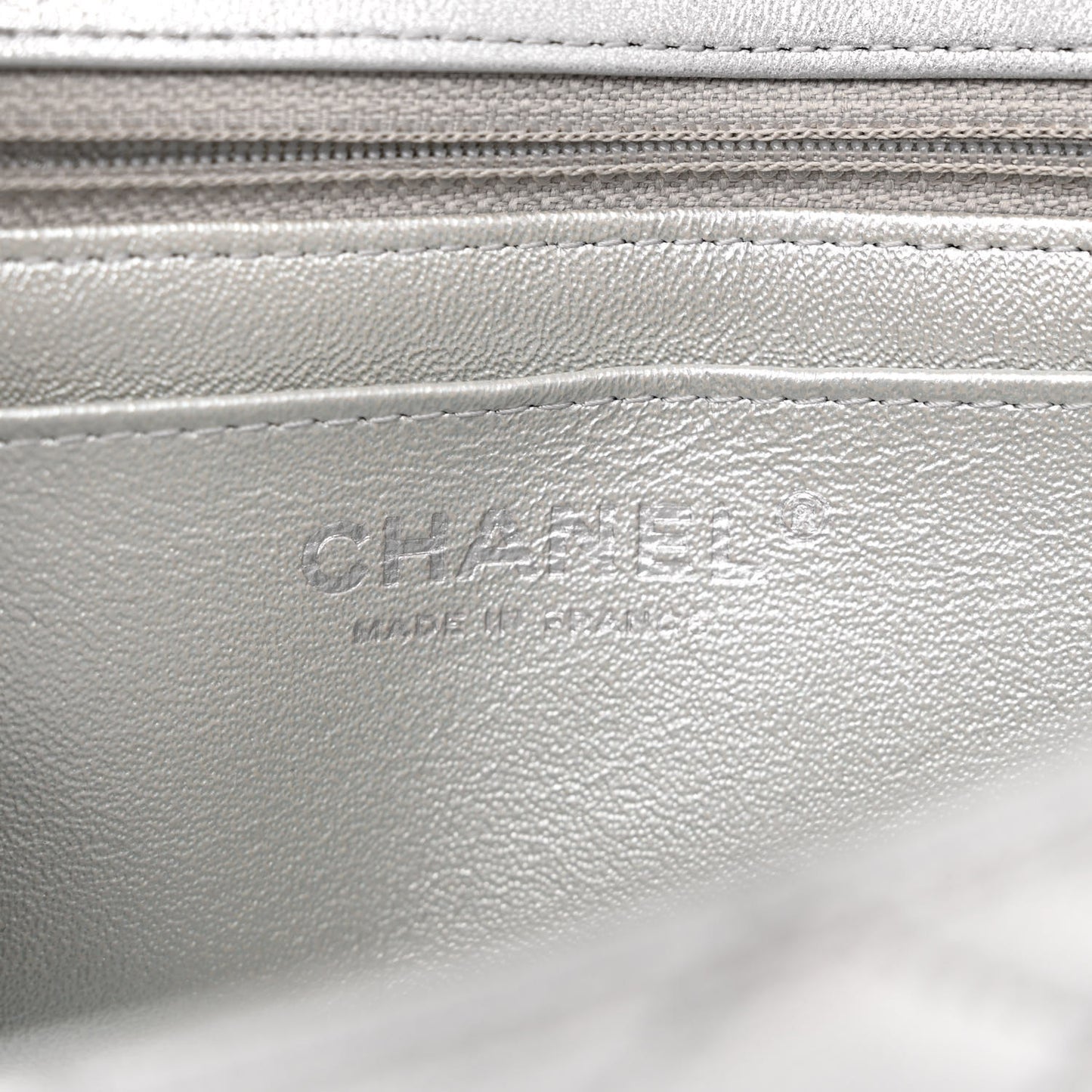 Metallic Lambskin Quilted Mini Rectangular Flap Silver
