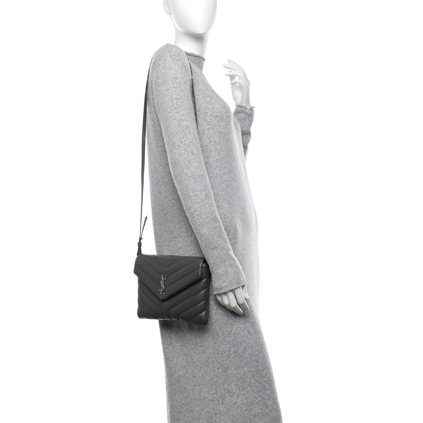 Calfskin Y Quilted Monogram Loulou Crossbody Clutch Storm