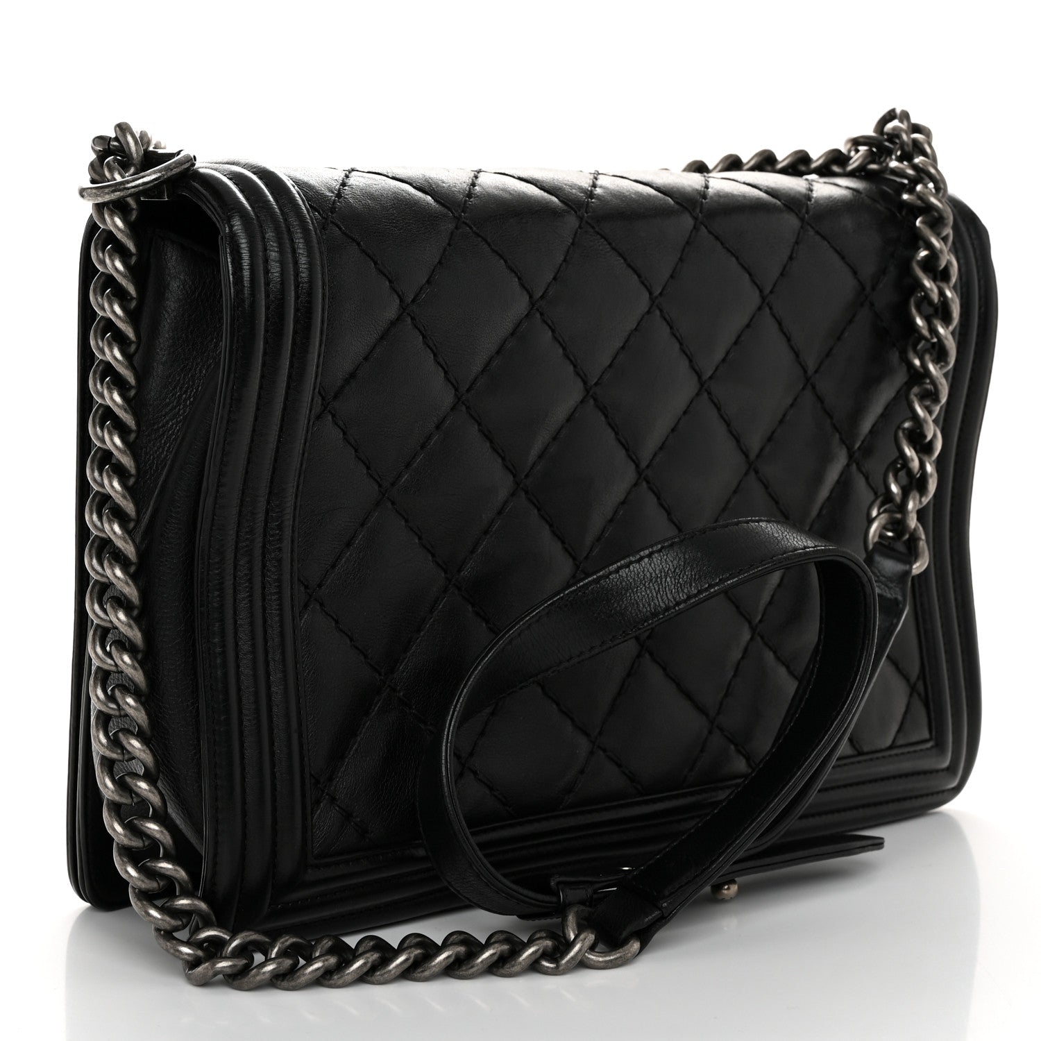 Chanel Calfskin Quilted Double Stitch New Medium Boy Flap Black 3 of 11