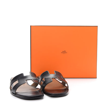 Hermes Box Calfskin Oran Sandals 40.5 Black 11 of 11