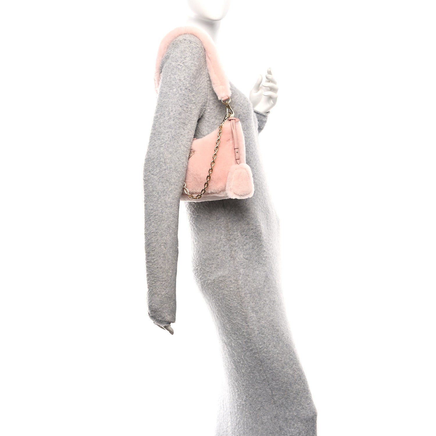 Prada Shearling Nappa Mini Re-Edition Shoulder Bag Orchidea 2 of 10