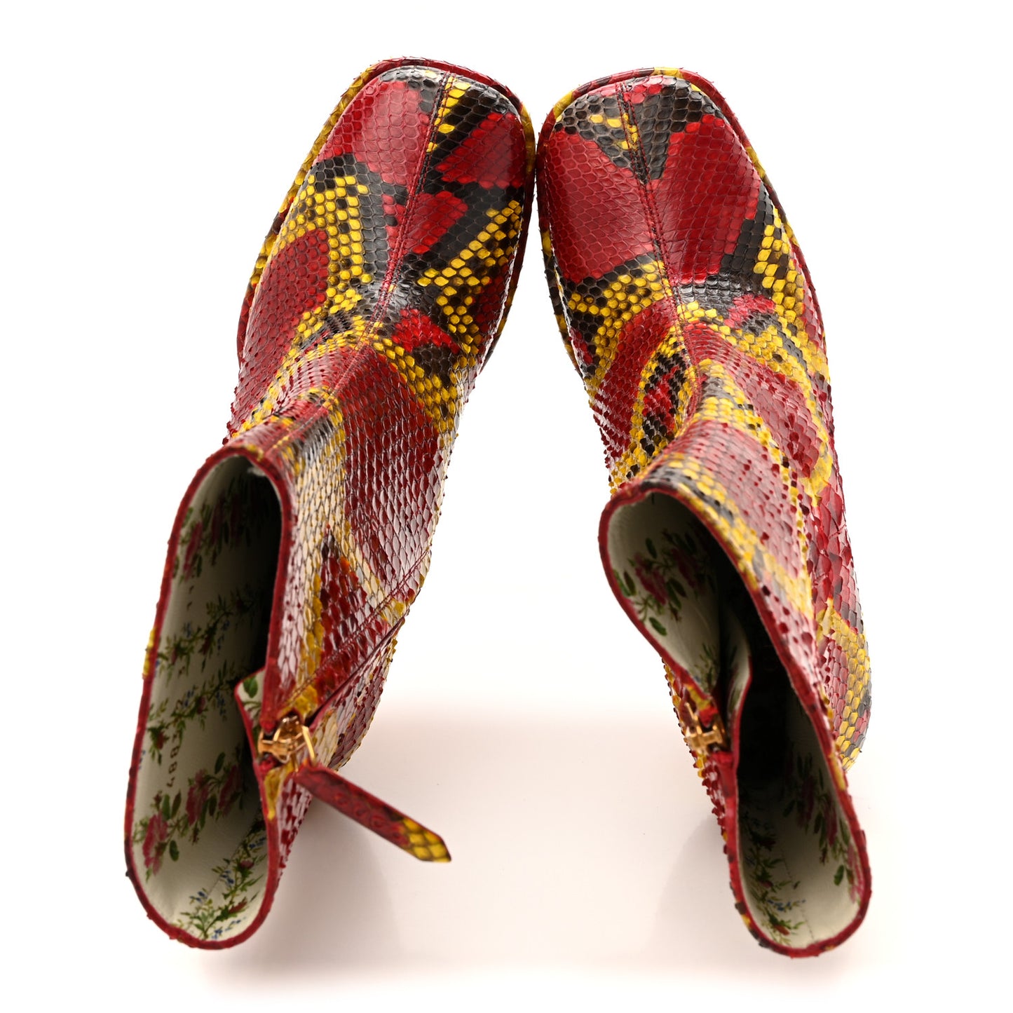Snakeskin Platform Boots 37 Red Multicolor