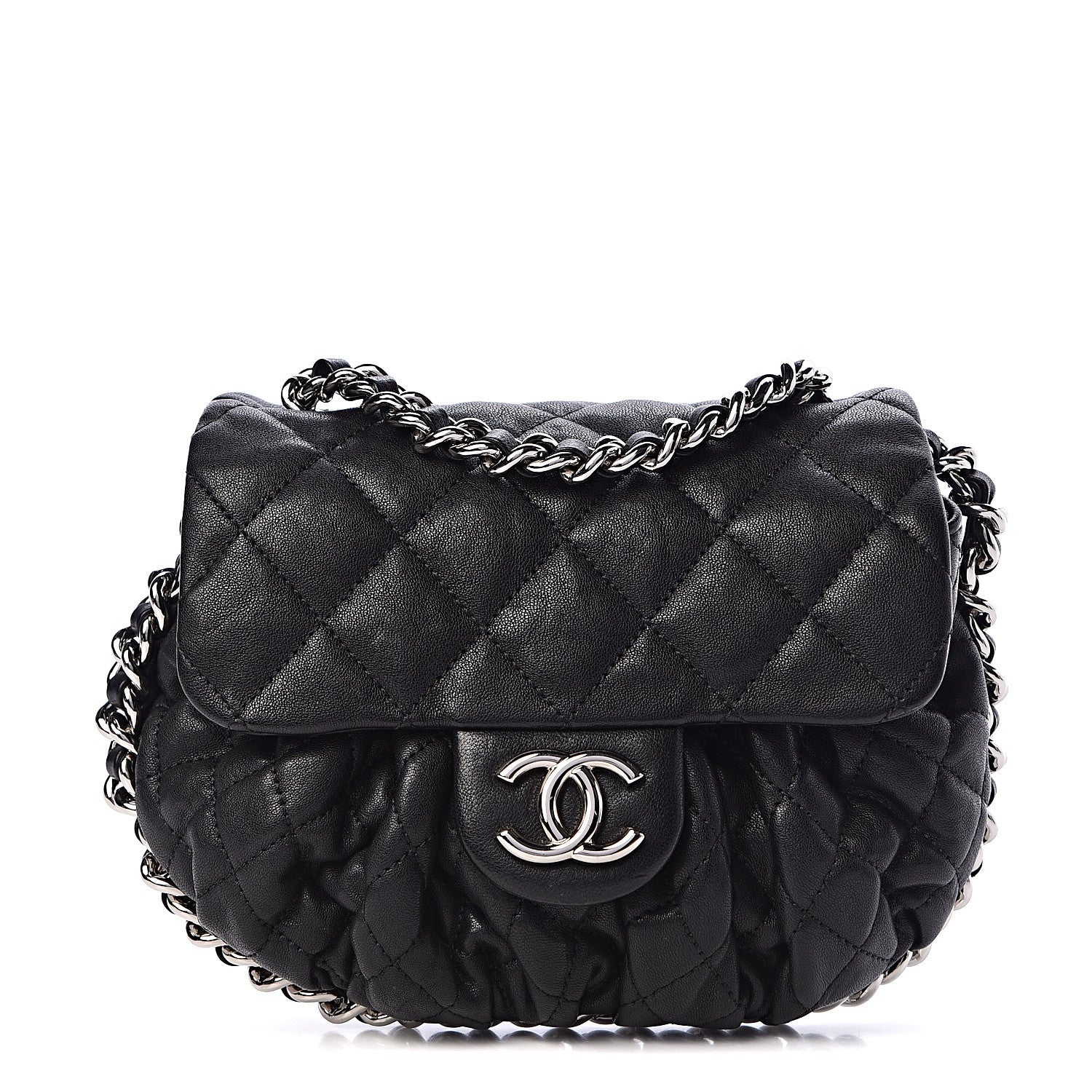 Chanel Washed Lambskin Quilted Mini Chain Around Flap Black 1 of 11
