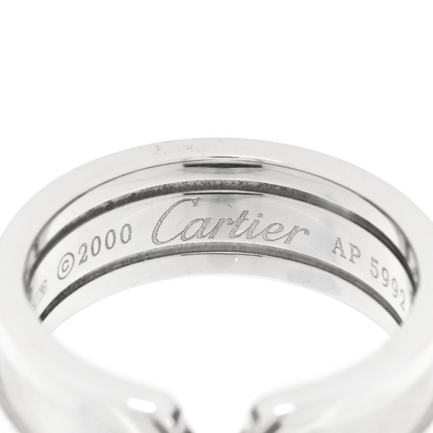 18K White Gold 6.5mm C De Cartier Ring 51 5.75
