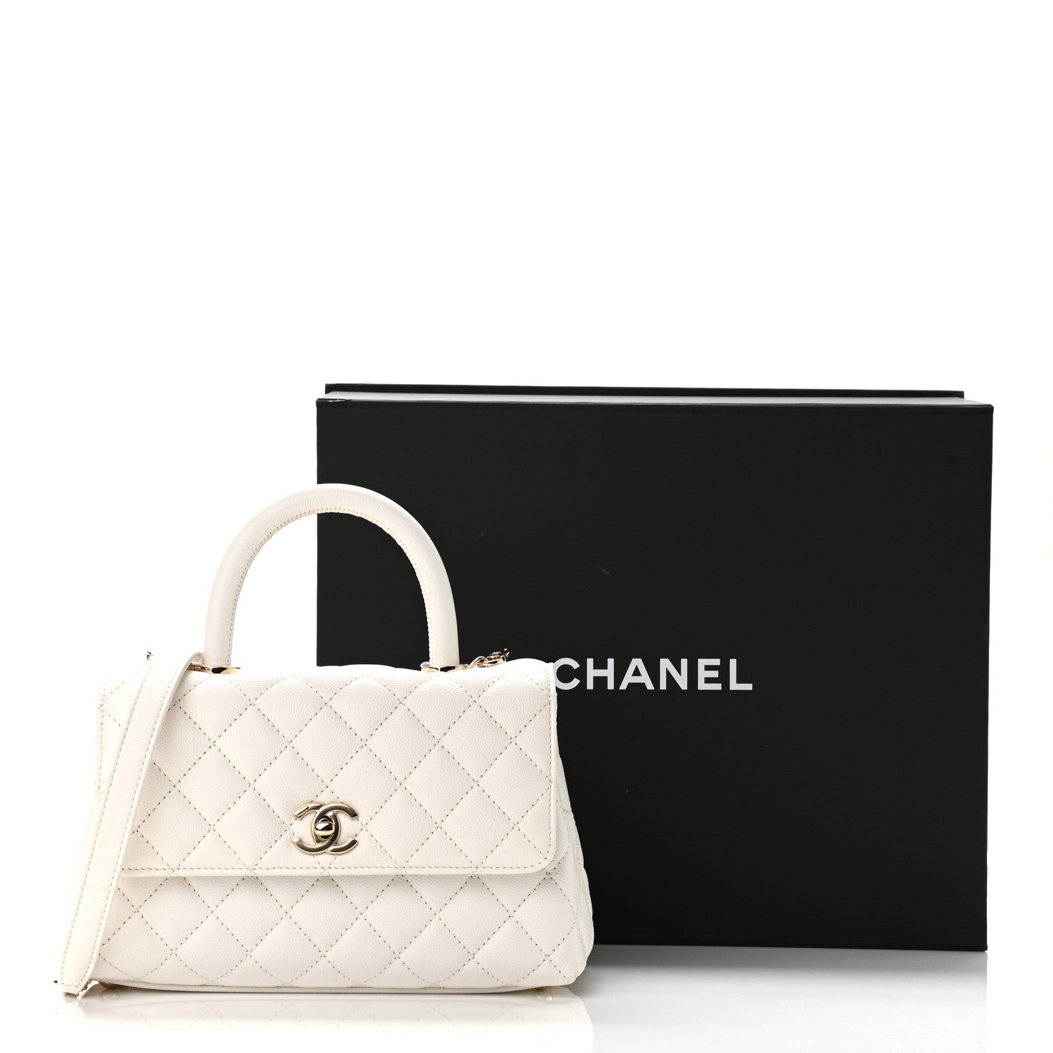 Chanel Caviar Quilted Mini Coco Handle Flap White 11 of 11