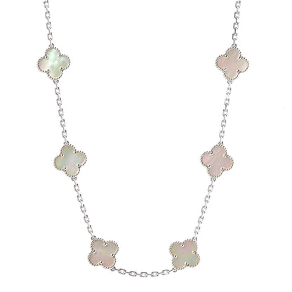 Van Cleef & Arpels 18K White Gold Mother of Pearl 10 Motifs Vintage Alhambra Necklace 1 of 6