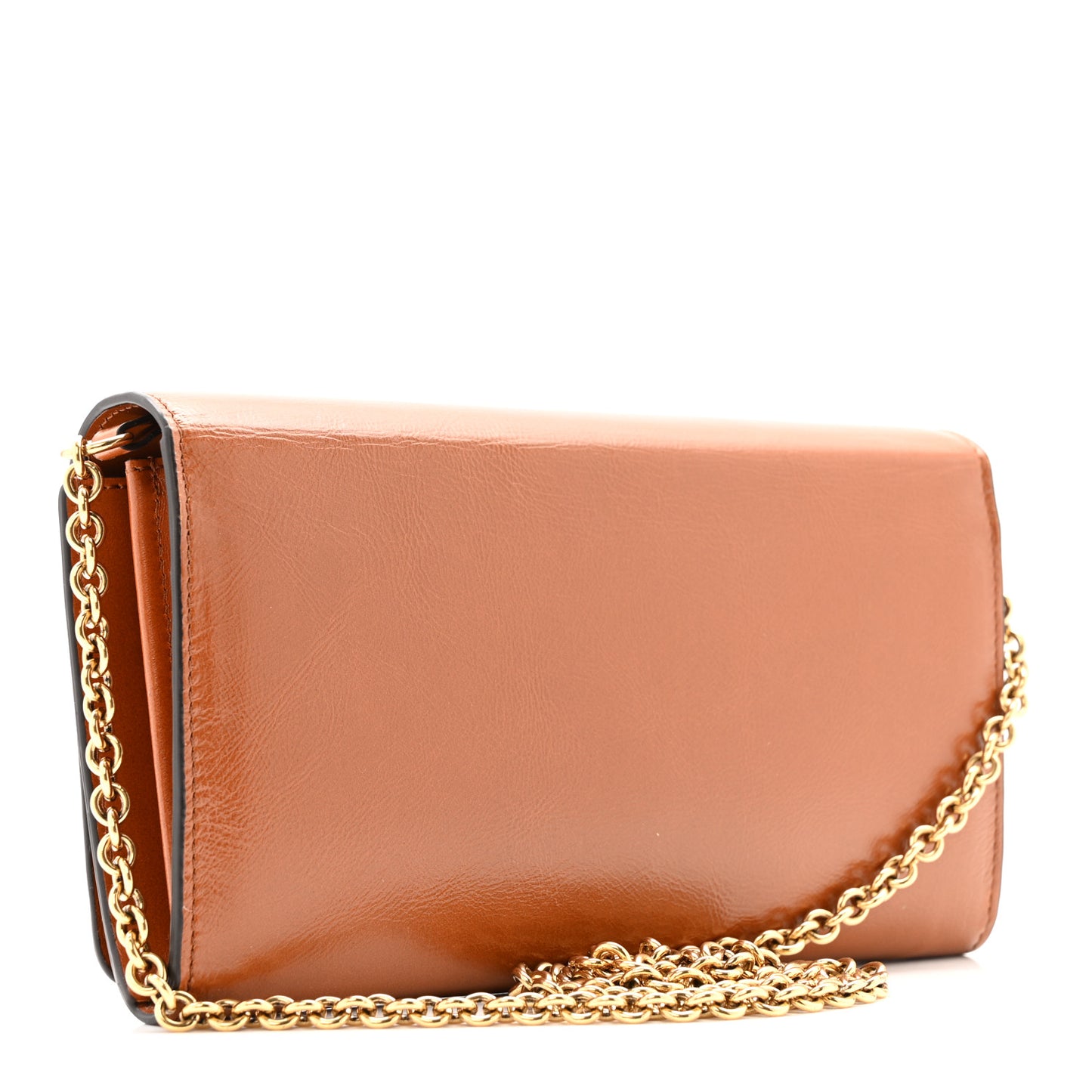 Calfskin Iconic Flap Wallet On Chain Clay Brown