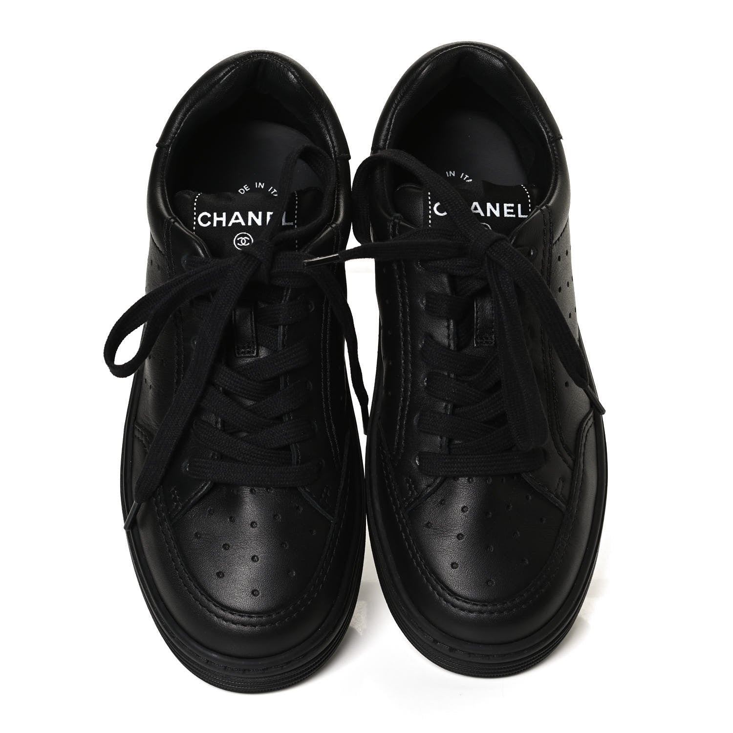 Chanel Calfskin Womens Logo Sneakers 35.5 Black 5 of 11