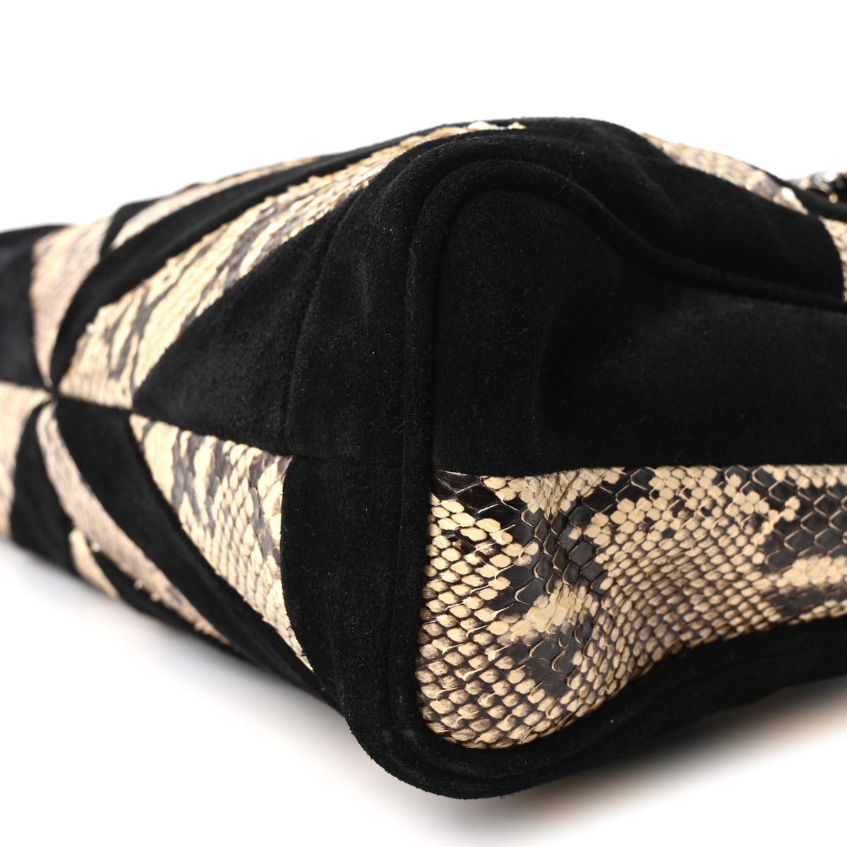 Suede Snakeskin Chevron Patchwork Medium Panthea Bag Tundra