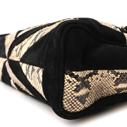 Valentino Garavani Suede Snakeskin Chevron Patchwork Medium Panthea Bag Tundra 10 of 10