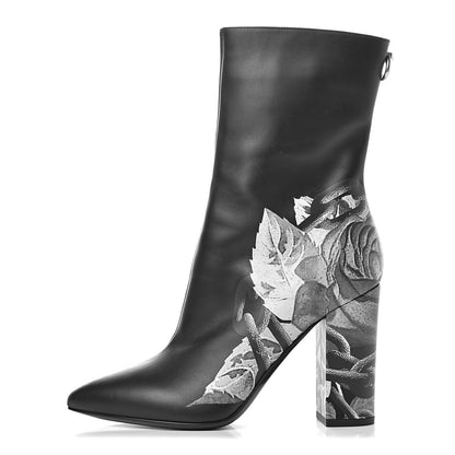 Valentino Garavani X UNDERCOVER Calfskin Print Ankle Boots 37.5 Black 1 of 10