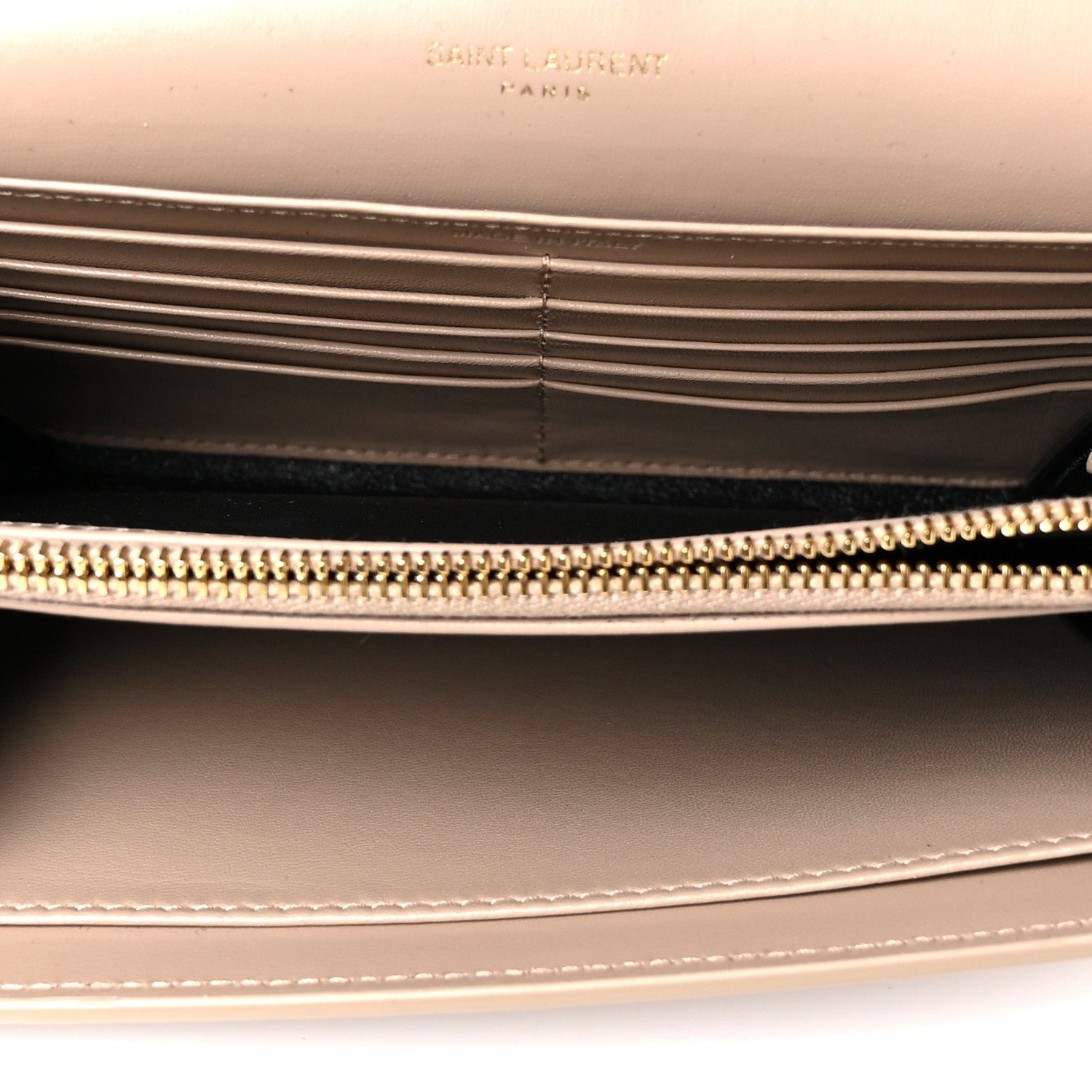 Saint Laurent Glossy Calfskin Monogram Chain Wallet Dark Beige 4 of 8
