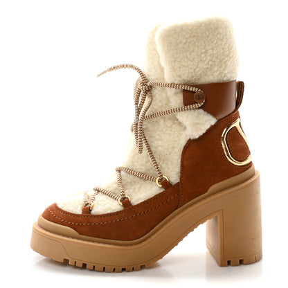 Valentino Garavani Suede Shearling Vlogo Trekkgirl Ankle Boots 36 Selleria 1 of 8