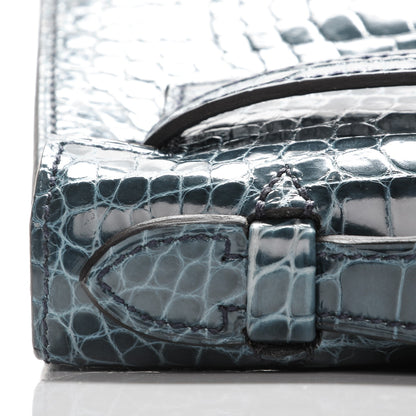 Hermes Shiny Alligator Kelly Pochette Blue Jean 10 of 17