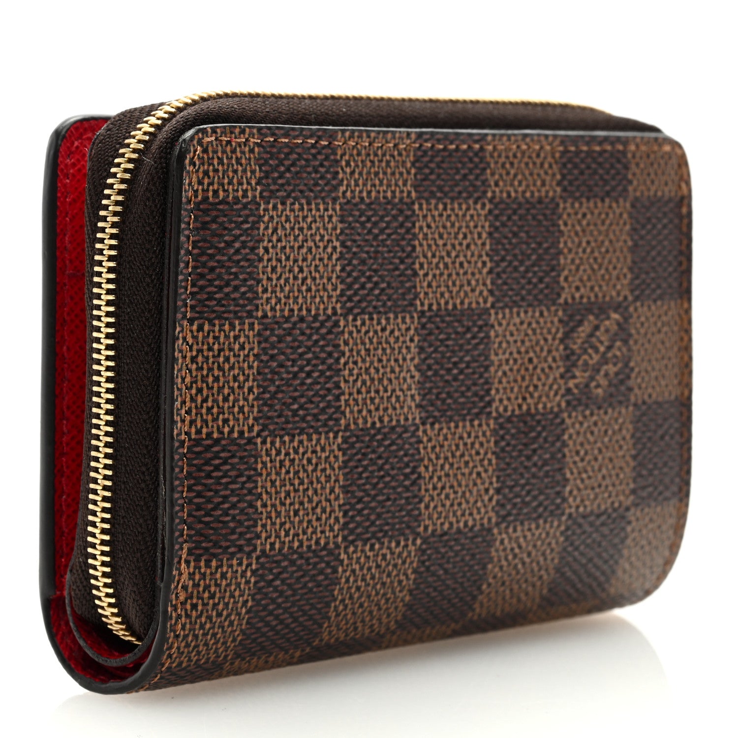 Louis Vuitton Damier Ebene Lou Zippy Compact Wallet Cerise Red 3 of 6