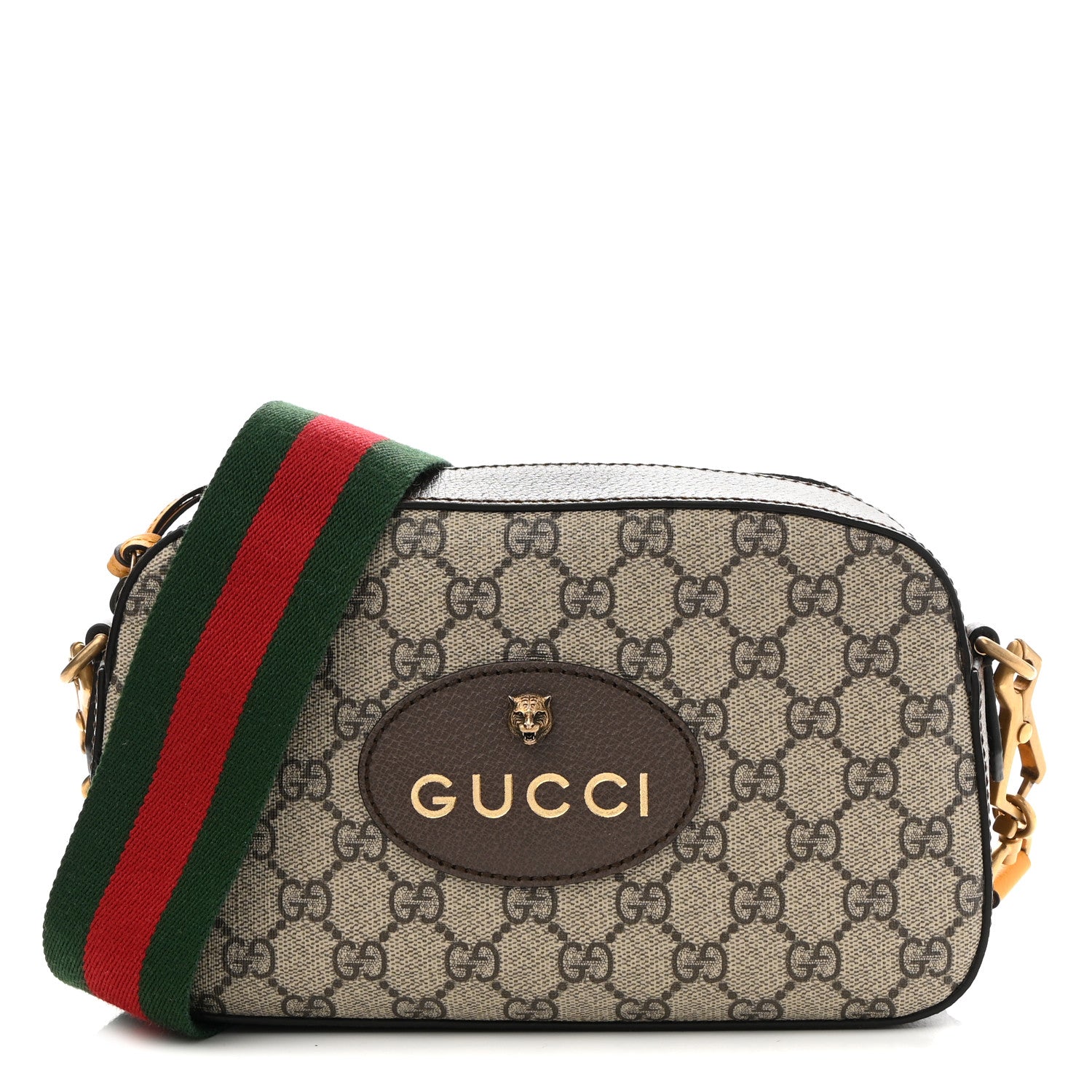 Gucci GG Supreme Monogram Web Neo Vintage Shoulder Bag Beige New Acero Crop 1 of 9
