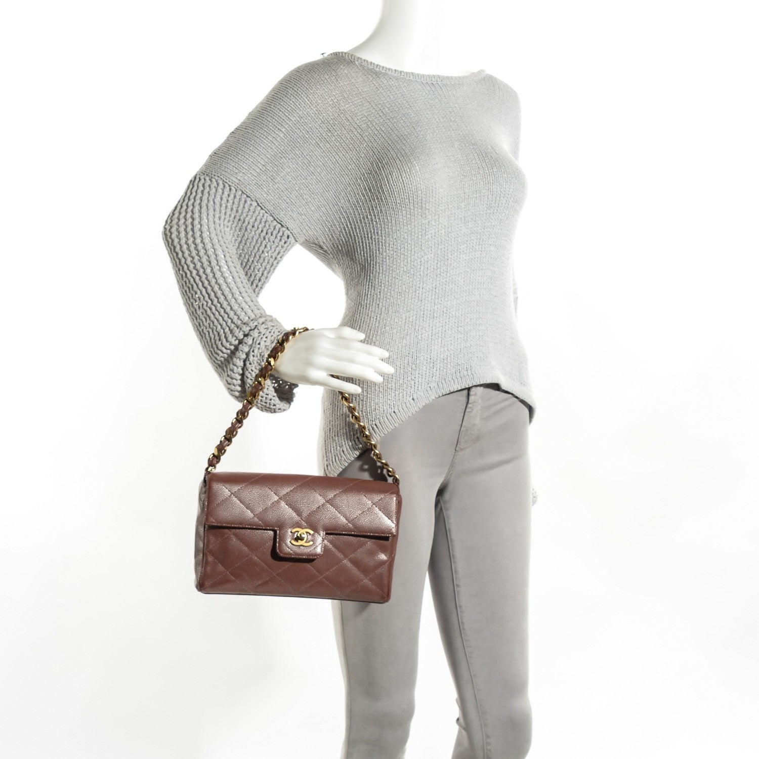 Chanel Metallic Caviar Quilted Medium Single Flap Brown 2 of 9