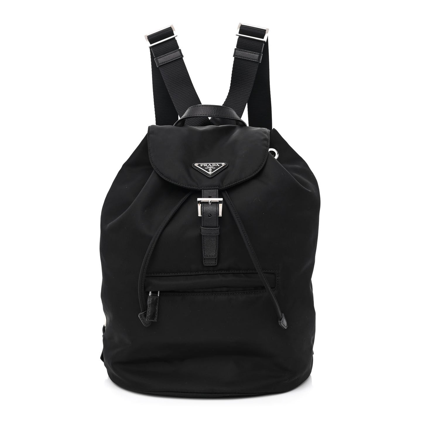 Nylon Vela Saffiano Small Cinch Backpack Black