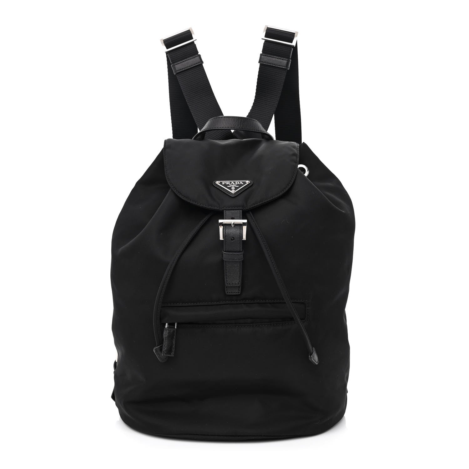 Prada Nylon Vela Saffiano Small Cinch Backpack Black 1 of 12