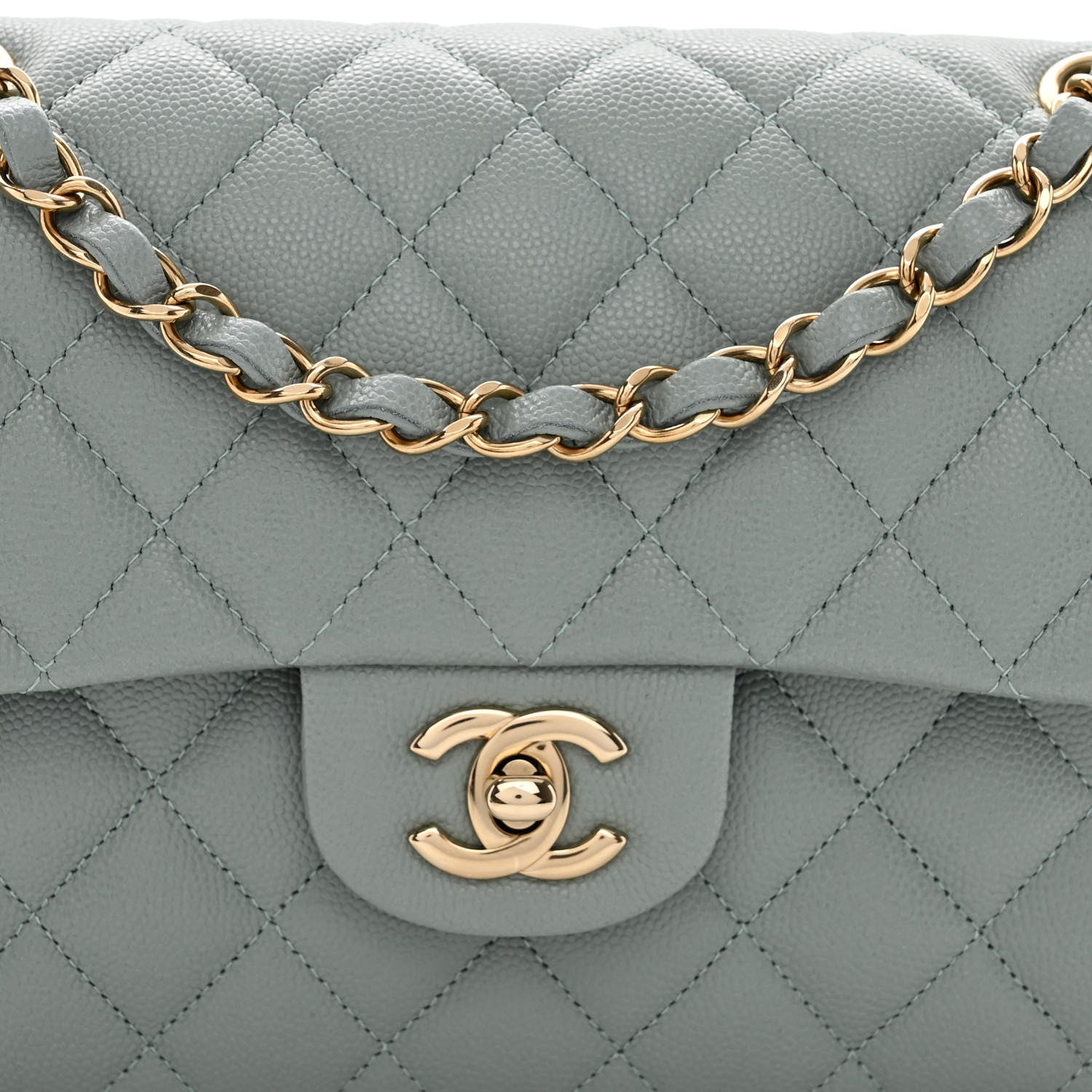 Chanel Caviar Quilted Small Double Flap Light Blue 8 of 10