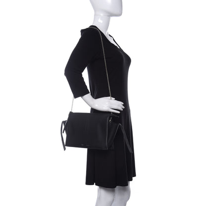 Celine Smooth Calfskin Tri-Fold Clutch on Chain Black 2 of 9