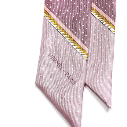 Hermes Silk Les Voitures A Transformation Twilly Jaune Soufre Vieux Rose Vert 5 of 5