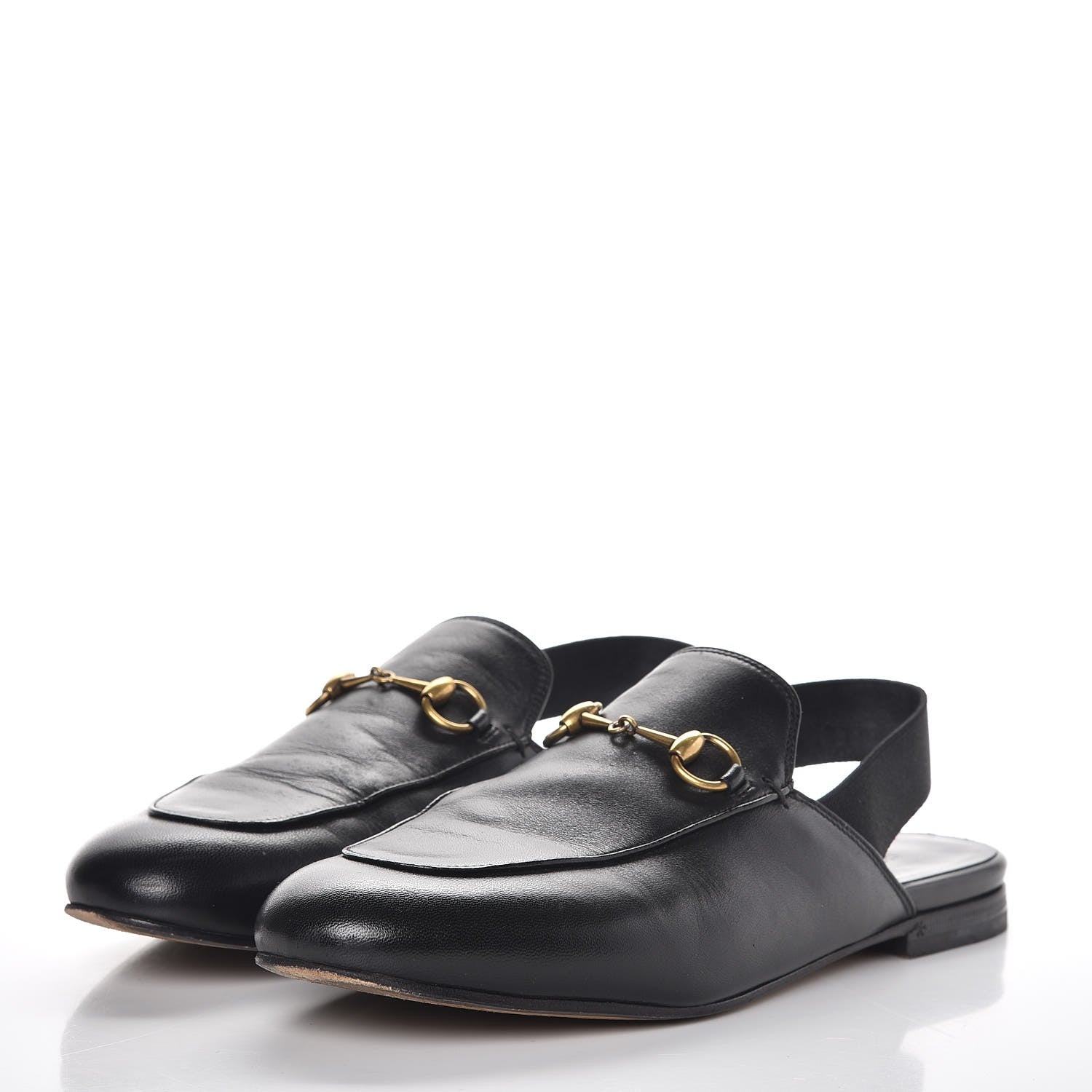 Gucci Nappa Womens Horsebit Slingback Slippers 38.5 Black 3 of 13