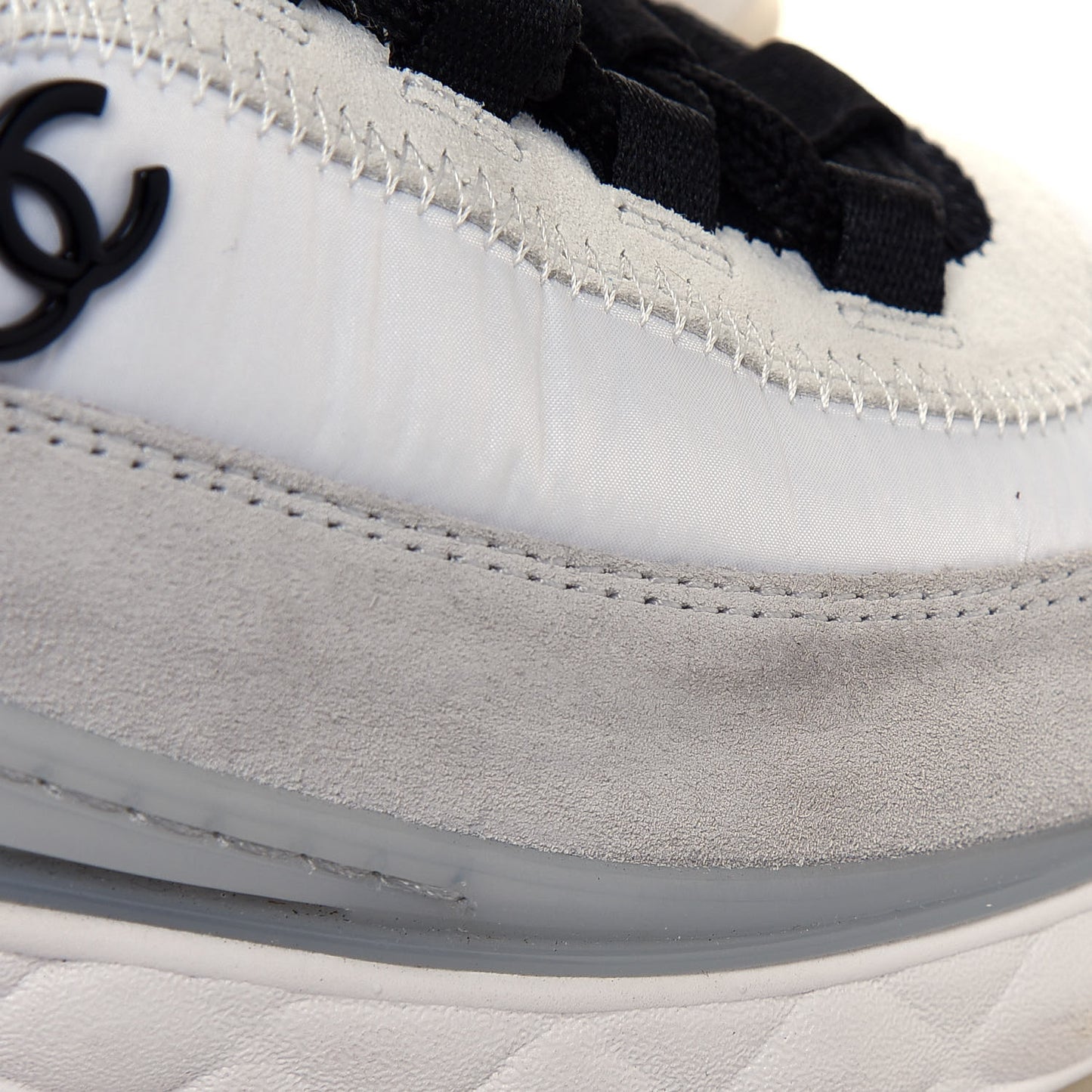 Velvet Calfskin Mixed Fibers CC Sneakers 36.5 Ivory Black