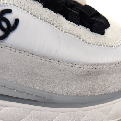 Chanel Velvet Calfskin Mixed Fibers CC Sneakers 36.5 Ivory Black 8 of 9