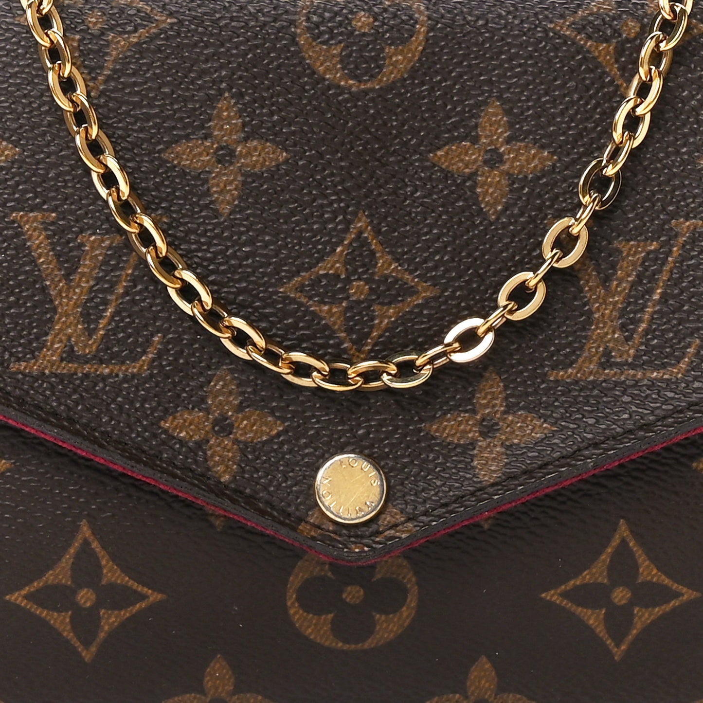 Monogram Pochette Felicie Chain Wallet Fuchsia