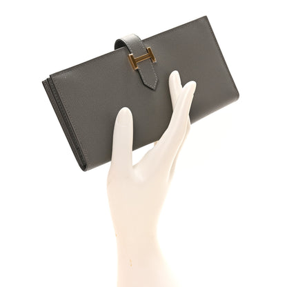 Hermes Grained Monsieur Bearn Gusset Wallet Gris Meyer 2 of 9