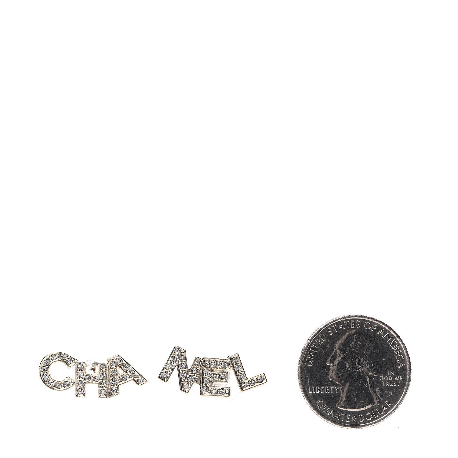 Chanel Crystal Pearl Signature Stud Earrings Gold 2 of 5