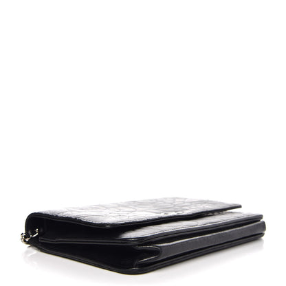 Chanel Lambskin Camellia Embossed Wallet On Chain WOC Black 4 of 9