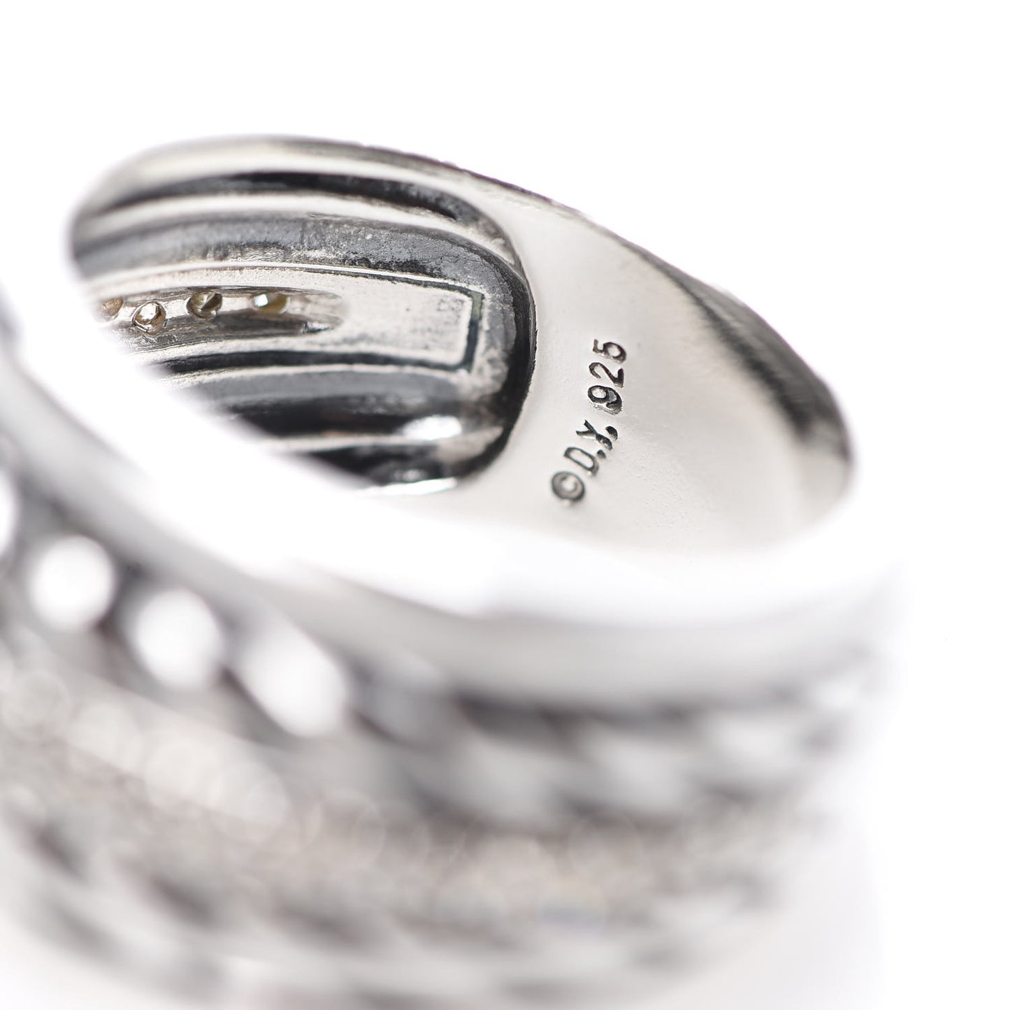 Sterling Silver Diamond Cable Five Row Ring 54 6.75