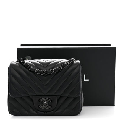 Chanel Lambskin Chevron Quilted Mini Square Flap So Black 12 of 12