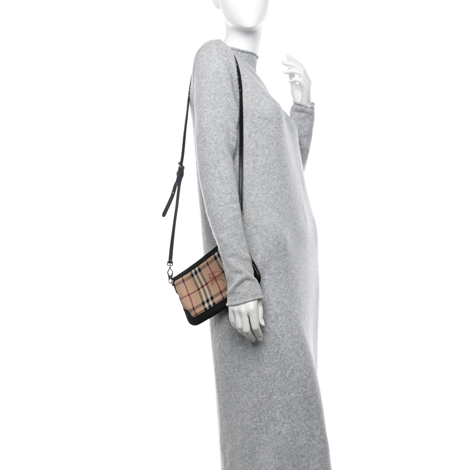 Burberry Haymarket Check Small Peyton Crossbody Clutch Bag Chocolate 2 of 11