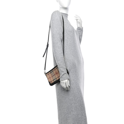 Burberry Haymarket Check Small Peyton Crossbody Clutch Bag Chocolate 2 of 11