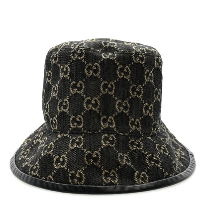 Gucci Jacquard Denim GG Monogram Oscar Bucket Hat M Black Ivory 2 of 7