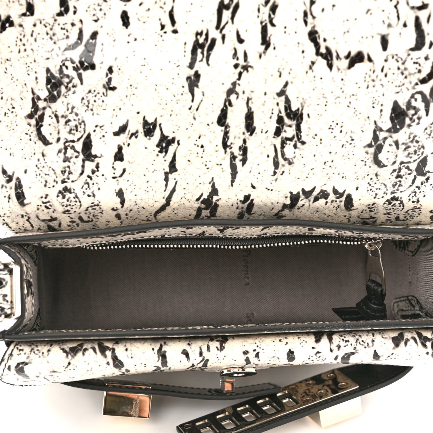 Calfskin Snake Embossed Mini PS11 Classic Shoulder Bag Optic White Black
