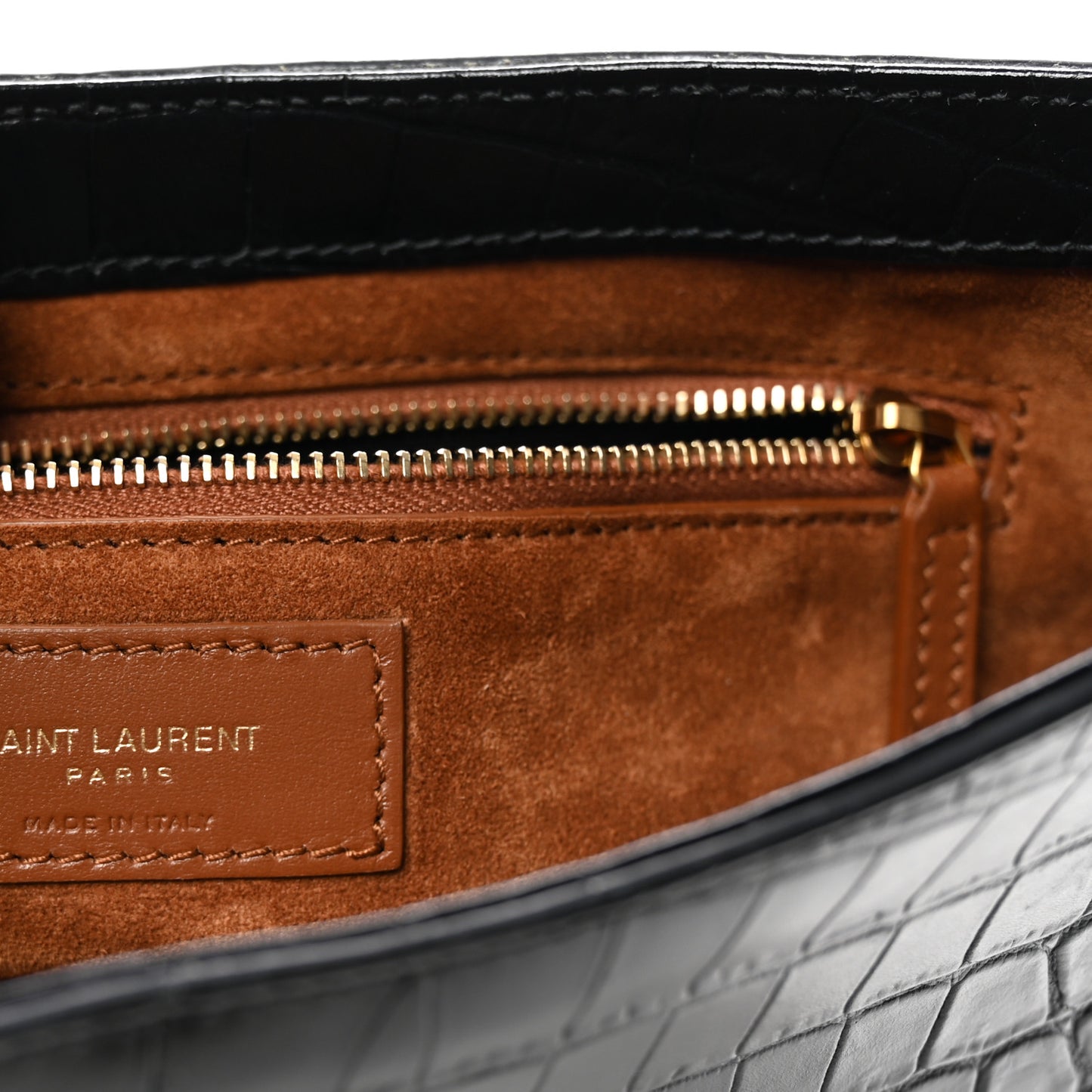 Calfskin Crocodile Embossed Le 5 A 7 Hobo Black