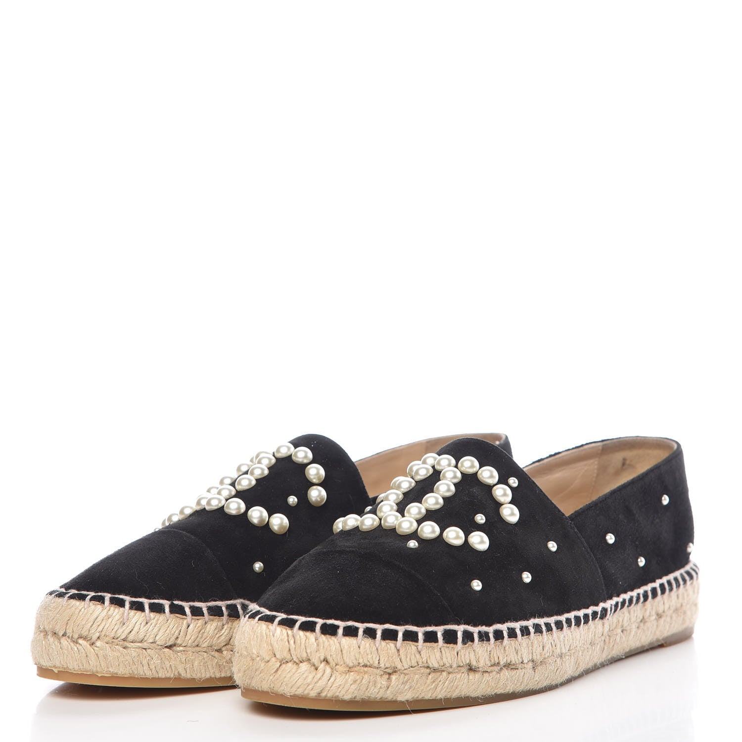 Chanel Suede Pearl CC Espadrilles 39 Black 3 of 7