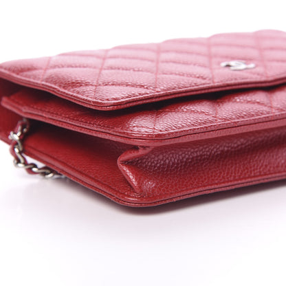 Chanel Iridescent Caviar Quilted Wallet On Chain WOC Red 9 of 11