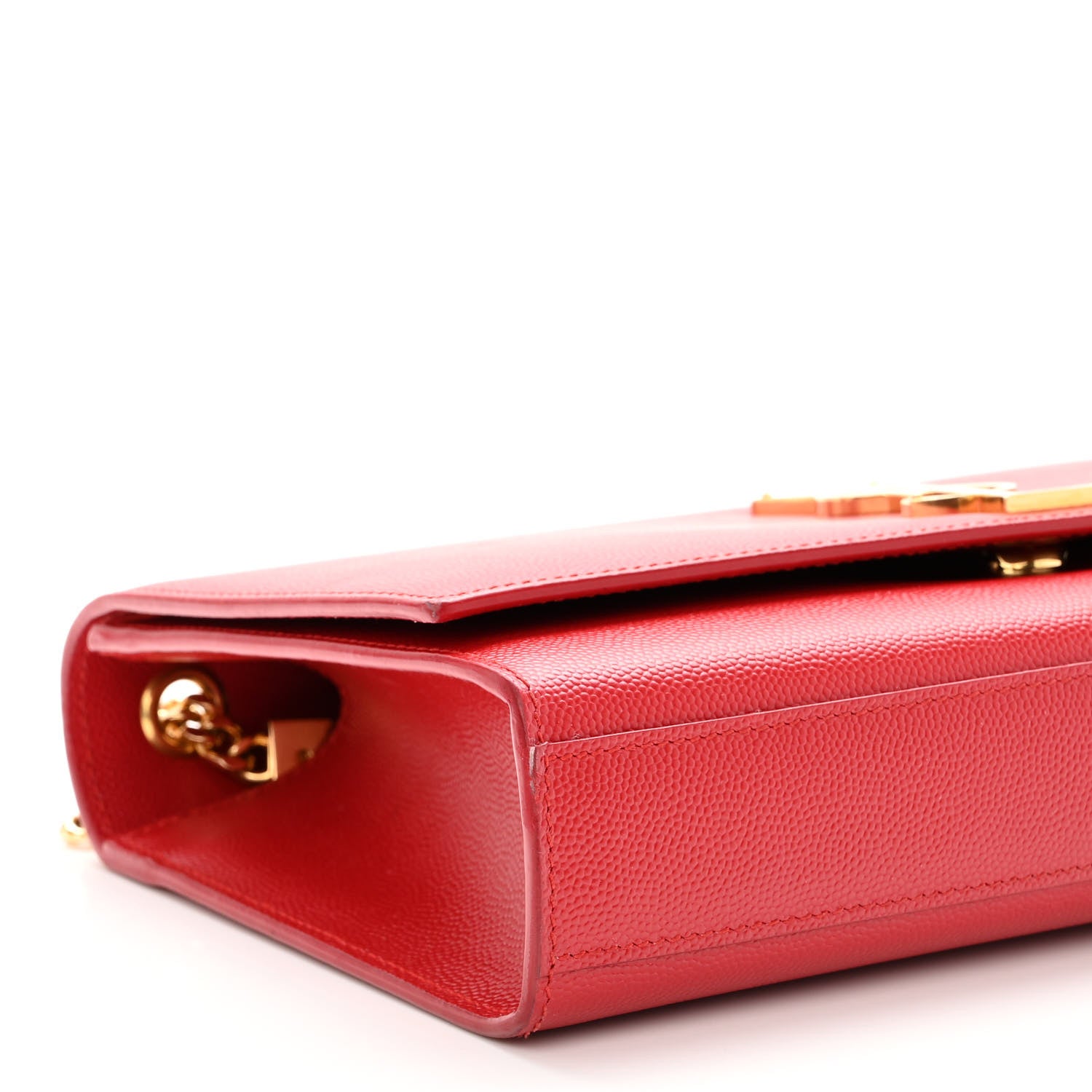 Saint Laurent Grain De Poudre Medium Monogram Kate Satchel Red 8 of 10