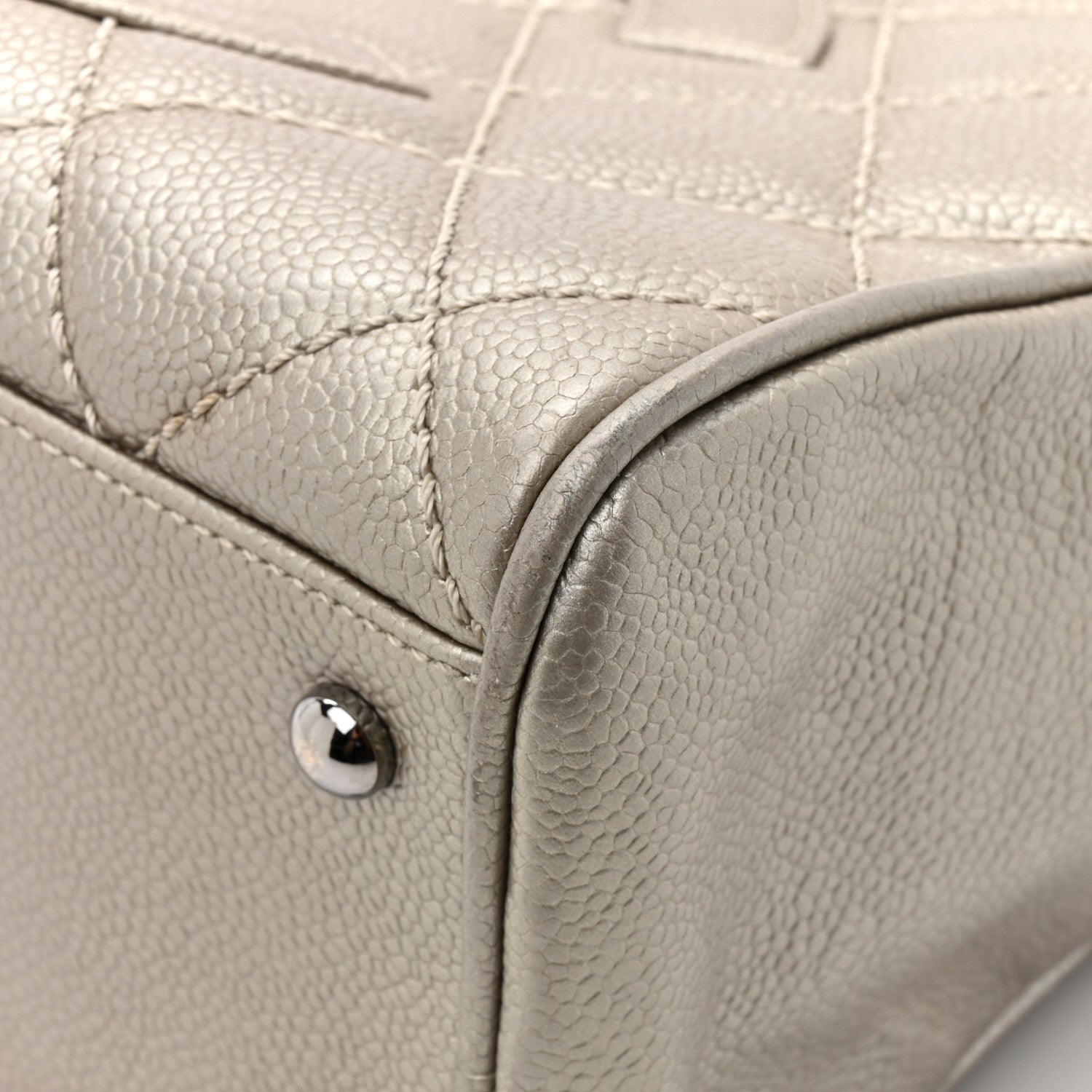 Chanel Metallic Caviar Quilted Timeless Bowler Silver 12 of 14